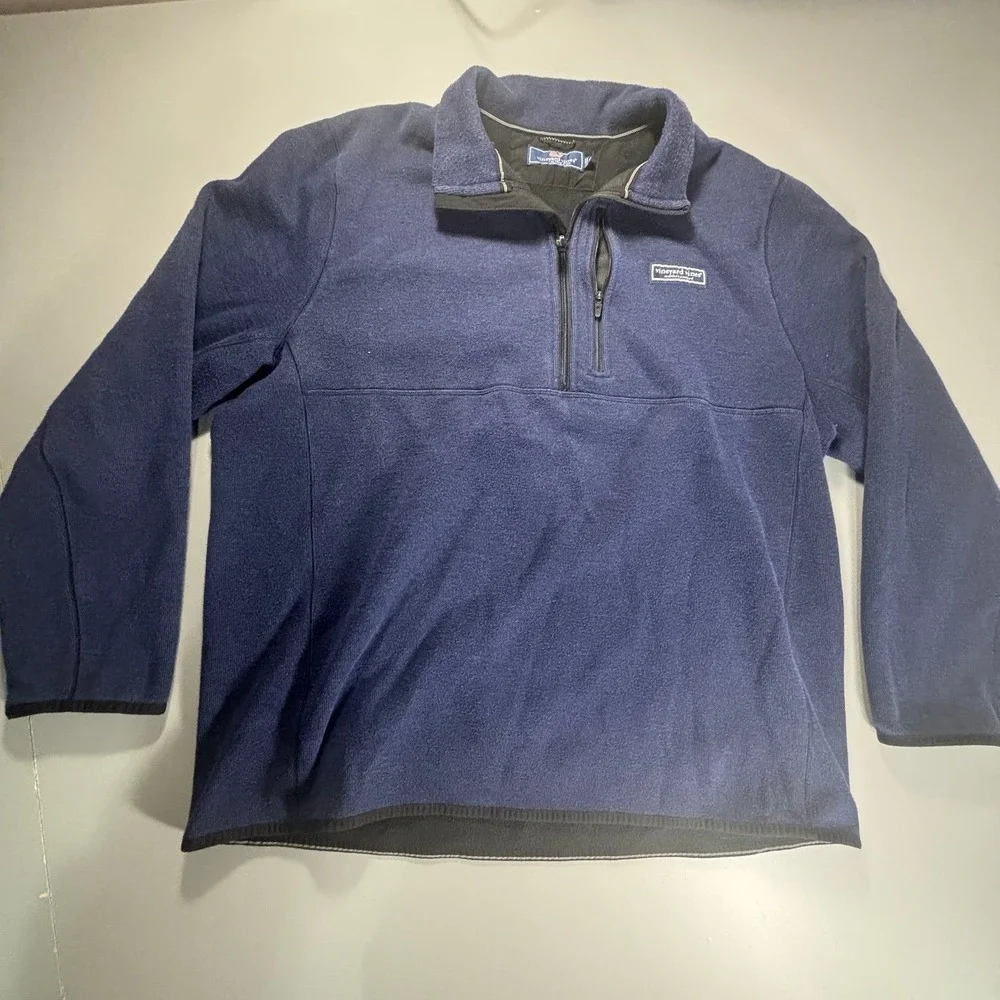 Vineyard Vines Pullover XL Mens Blue 1/4 Zip Fleece Long Sleeve Preppy Casual - Picture 2 of 11